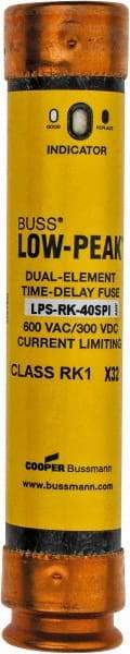 Cooper Bussmann - 300 VDC, 600 VAC, 40 Amp, Time Delay General Purpose Fuse - Fuse Holder Mount, 5-1/2" OAL, 100 at DC, 300 at AC (RMS) kA Rating, 27mm Diam - USA Tool & Supply