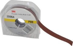 3M - 1" x 12 Yd 80 Grit Aluminum Oxide Cloth Roll - Medium Grade, J Weighted Backing - USA Tool & Supply
