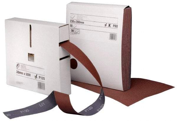 3M - 1" x 16 Yd 120 Grit Aluminum Oxide Cloth Roll - Fine Grade, J Weighted Backing - USA Tool & Supply