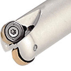 Iscar - 20mm Cut Diam, 7.5mm Max Depth of Cut, 20mm Shank Diam, 160mm OAL, Indexable Copy End Mill - 2 Inserts, H400 RNHU 1004 Insert, Cylindrical Shank, Through Coolant - USA Tool & Supply