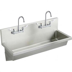 ELKAY - Stainless Steel Sinks Type: (2) Person Wash-Station w/Manual Faucet Outside Length: 48 (Inch) - USA Tool & Supply