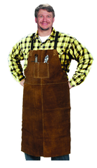 24" x 36" Leather Bib Apron - Split Cowhide - Brown - USA Tool & Supply