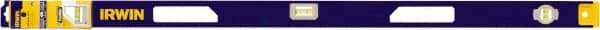 Irwin - Magnetic 48" Long 3 Vial I-Beam Level - Aluminum, Blue/Yellow, 1 Level & 2 Plumb Vials - USA Tool & Supply