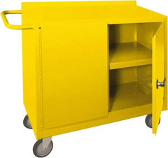 Durham - 2 Door, 1 Shelf, Yellow Steel Standard Safety Cabinet - 78" High x 18" Wide x 36" Deep, Manual Closing Door - USA Tool & Supply