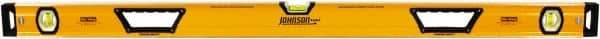Johnson Level & Tool - 48" Long 3 Vial Box Beam Level - Aluminum, Yellow, 2 Plumb & 1 Level Vials - USA Tool & Supply