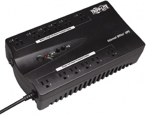 Tripp-Lite - 15 Amp, 900 VA, Flat Pack Mount Standby Backup Uninterruptible Power Supply - Backup 2-1/2 min with Full Load & 9 min with Half Load, 120 VAC Input & Output, 480 Watt Output, 1 Phases, 8 Outlets - USA Tool & Supply