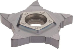 Iscar - PENTA PF IC908 Grade, 0.118" Cutting Width, Carbide Cutoff Insert - 0° Neutral Lead Angle, 0.008" Cnr Rad, TiAlN Coated, Other End - USA Tool & Supply