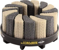 Brush Research Mfg. - 6" 120 Grit Ceramic/Silicon Carbide Tapered Disc Brush - Medium Grade, CNC Adapter Connector, 0.71" Trim Length, 7/8" Arbor Hole - USA Tool & Supply