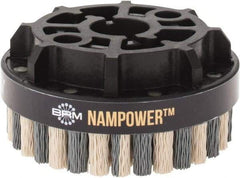 Brush Research Mfg. - 4" 320 Grit Ceramic/Silicon Carbide Tapered Disc Brush - Fine Grade, CNC Adapter Connector, 0.71" Trim Length, 7/8" Arbor Hole - USA Tool & Supply