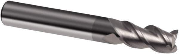 Guhring - 5/8", 1-1/4" LOC, 5/8" Shank Diam, 3-1/2" OAL, 3 Flute, Solid Carbide Square End Mill - Single End, Uncoated, Spiral Flute, 39/40/41° Helix, Centercutting, Right Hand Cut, Right Hand Flute, Series 4265 - USA Tool & Supply