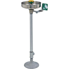 Haws - 15" Wide x 38" High, Pedestal Mount, Stainless Steel Bowl, Eye & Face Wash Station - 11" Inlet, 3.7 GPM Flow Rate - USA Tool & Supply