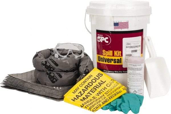 Brady SPC Sorbents - 4.5 Gal Capacity Universal Spill Kit - 6.5 Gal Bucket - USA Tool & Supply