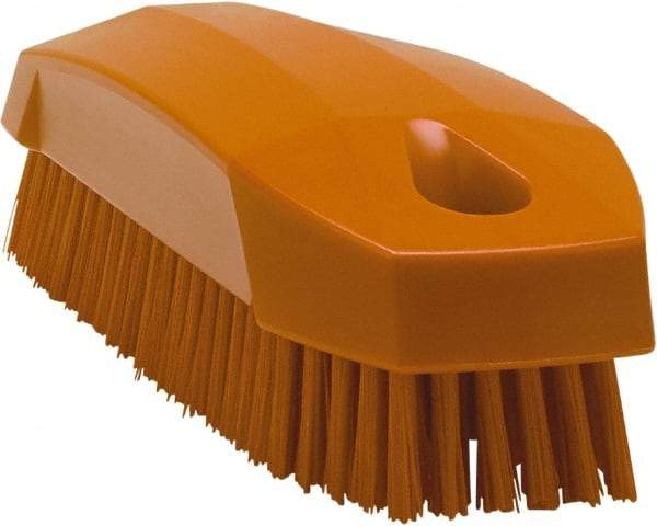 Vikan - 0.7" Bristle Length, Polyester Scrub Brush - 1-1/2" Wide Head, 4-1/2" OAL, Orange, Polypropylene Block - USA Tool & Supply