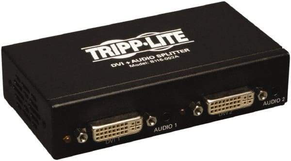 Tripp-Lite - DVI Splitter with Audio and Signal Booster - DVI Connector, Black, Use with Monitors - USA Tool & Supply