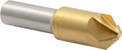 M.A. Ford - 1/2" Head Diam, 3/8" Shank Diam, 6 Flute 90° High Speed Steel Countersink - TiN Finish, 2" OAL - USA Tool & Supply