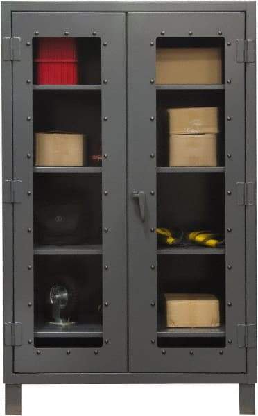 Durham - 4 Shelf Visible Storage Cabinet - Steel, 60" Wide x 24" Deep x 78" High, Gray - USA Tool & Supply