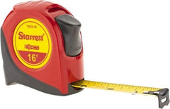 Starrett - 16' x 3/4" Yellow Blade Tape Measure - 1/16" Graduation, S1 Graduation Style, Red Case - USA Tool & Supply
