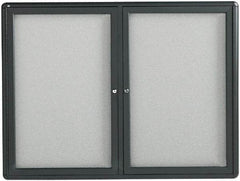 Quartet - 48" Wide x 36" High Enclosed Cork Bulletin Board - Fabric Covered, Gray - USA Tool & Supply