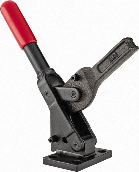 De-Sta-Co - 751 Lb Holding Capacity, Vertical Handle, Manual Hold Down Toggle Clamp - 70° Handle Movement, 135° Bar Opening, Solid Bar, Flanged Base, Oxide Finish, Forged Alloy Steel - USA Tool & Supply