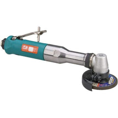 Dynabrade - 3" Wheel Diam, 18,000 RPM, Pneumatic Angle & Disc Grinder - 3/8-24 Spindle, 41 CFM, Rear Exhaust - USA Tool & Supply