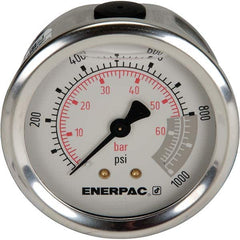 Enerpac - Hydraulic Pressure Gages & Adapters Type: Glycerine Filled Pressure Rating: 1000 - USA Tool & Supply