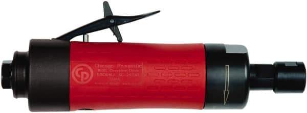 Chicago Pneumatic - 1/4" Collet, Straight Handle, Air Angle Die Grinder - 20,000 RPM, Rear Exhaust, 27.5 CFM, 0.7 hp, 90 psi, 6.35mm Inlet - USA Tool & Supply