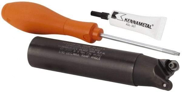 Kennametal - 1-1/4" Cutting Diam, 1-1/4" Shank Diam, 1-1/4" Max Depth of Cut, Straight Shank Indexable Copy End Mill - 2 Inserts, RP.T 43.. Insert, KSRM Toolholder, Through Coolant - USA Tool & Supply