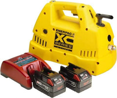Enerpac - 10,000 psi Electric Hydraulic Pump & Jack - 2 L Oil Capacity, 4-Way, 3 Position Valve, Use with Double Acting Cylinders, Advance, Hold & Retract - USA Tool & Supply