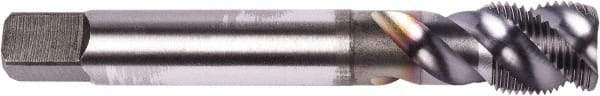 Union Butterfield - M12x1.50 Metric Fine 3 Flute 6H Modified Bottoming Spiral Flute Tap - Powdered Metal, TiCN Finish, 100mm OAL, Right Hand Flute, Right Hand Thread, Series 1677AP - USA Tool & Supply
