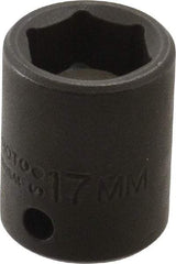 Proto - 3/8" Drive 17mm Standard Magnetic Impact Socket - 6 Points, 1-1/4" OAL - USA Tool & Supply