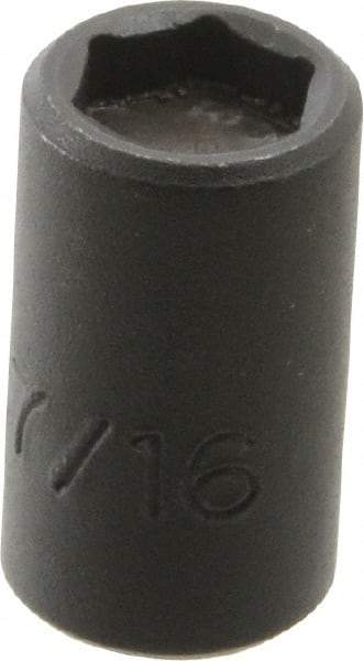 Proto - 3/8" Drive 7/16" Standard Magnetic Impact Socket - 6 Points, 1-3/32" OAL - USA Tool & Supply