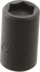 Proto - 3/8" Drive 7/16" Standard Magnetic Impact Socket - 6 Points, 1-3/32" OAL - USA Tool & Supply