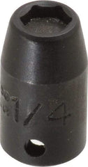 Proto - 1/4" Drive, 1/4" Socket, Power Socket - 6 Points, 7/8" OAL - USA Tool & Supply