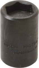 Proto - 1/4" Drive, 7/16" Socket, Power Socket - 6 Points, 1" OAL - USA Tool & Supply