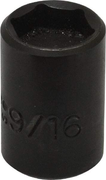 Proto - 3/8" Drive, 9/16" Socket, Power Socket - 6 Points, 1-3/16" OAL - USA Tool & Supply