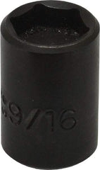Proto - 3/8" Drive, 9/16" Socket, Power Socket - 6 Points, 1-3/16" OAL - USA Tool & Supply
