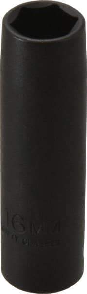 Proto - 1/2" Drive 16mm Deep Thin Wall Impact Socket - 6 Points, 3-1/4" OAL - USA Tool & Supply