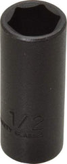 Proto - 3/8" Drive 1/2" Deep Thin Wall Impact Socket - 6 Points, 1-3/4" OAL - USA Tool & Supply