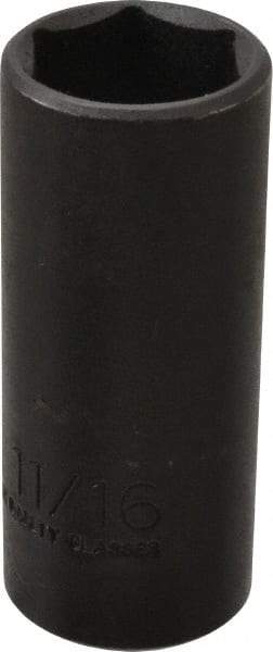 Proto - 3/8" Drive 11/16" Deep Thin Wall Impact Socket - 6 Points, 2-7/32" OAL - USA Tool & Supply