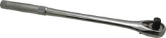 Proto - 1/2" Drive Pear Head Ratchet - Chrome Finish, 15" OAL, 45 Gear Teeth, Long Knurled Handle, Standard Head - USA Tool & Supply