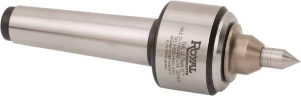 Royal Products - Straight Shank, 2-1/4" Head Diam Live Center - 5,000 Max RPM, 1.69" Long Case, 1/2" Point Diam, 0.94" Point Len, 350 Lb Max Workpiece, Spring Loaded Point - USA Tool & Supply