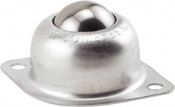 Hudson Bearing - 1 Inch Diameter, Oval, Stainless Steel Ball Transfer - 1.1875 Inch Mount Height, 75 Lb. Capacity - USA Tool & Supply