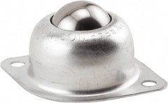 Hudson Bearing - 1 Inch Diameter, Oval, Stainless Steel Ball Transfer - 1.1875 Inch Mount Height, 75 Lb. Capacity - USA Tool & Supply