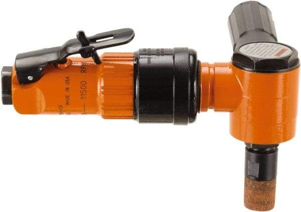 Dotco - 6mm Collet, Angle Handle, Air Angle Die Grinder - 11,500 RPM, Front Exhaust, 38 CFM, 0.9 hp, 90 psi, 6.3mm Inlet - USA Tool & Supply