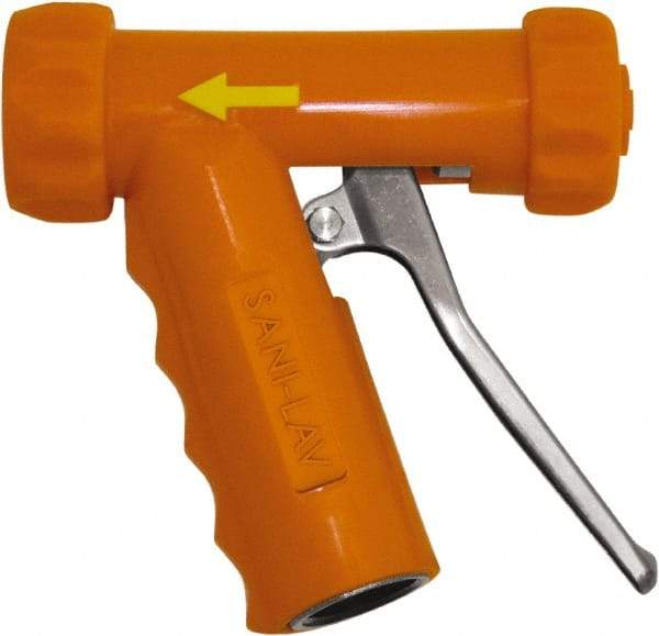 SANI-LAV - 3/4" Pipe, Insulated, Grade 304 Stainless Steel Adjustable Spray Pattern Nozzle - Safety Orange, 3/4 GHT Connection, 7 Gal per min at 100 psi, 3/4 GHT, 3/4" Orifice Diam, For Use With Water - USA Tool & Supply