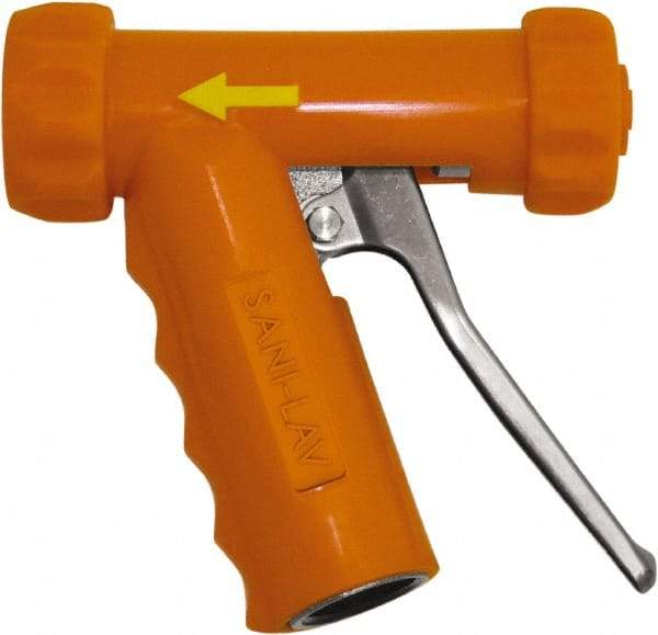 SANI-LAV - 3/4" Pipe, Insulated, Grade 6061-T6 Aluminum Adjustable Spray Pattern Nozzle - Safety Orange, 3/4 GHT Connection, 7 Gal per min at 100 psi, 3/4 GHT, 3/4" Orifice Diam, For Use With Water - USA Tool & Supply