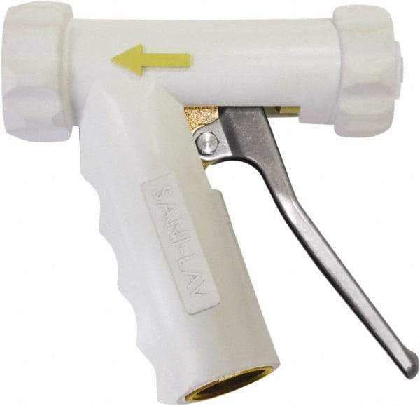 SANI-LAV - 3/4" Pipe, Insulated, Grade C-36000 Brass Adjustable Spray Pattern Nozzle - White, 3/4 GHT Connection, 7 Gal per min at 100 psi, 3/4 GHT, 3/4" Orifice Diam, For Use With Water - USA Tool & Supply