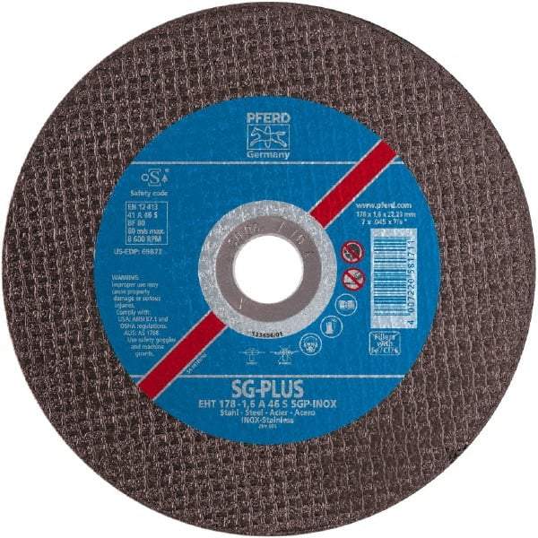 PFERD - 5" 60 Grit Aluminum Oxide Cutoff Wheel - 0.03" Thick, 7/8" Arbor, Use with Angle Grinders - USA Tool & Supply