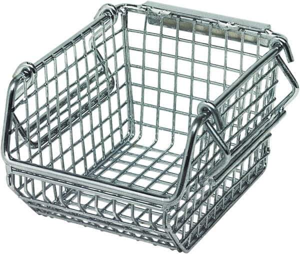 Quantum Storage - 175 Lb. Load Capacity, 5-1/4" Deep, Chrome Hopper Stacking Bin - 3" High x 4-1/4" Wide x 5-1/4" Long - USA Tool & Supply
