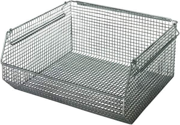 Quantum Storage - 175 Lb. Load Capacity, 14-1/2" Deep, Chrome Hopper Stacking Bin - 7" High x 16-1/4" Wide x 14-1/2" Long - USA Tool & Supply